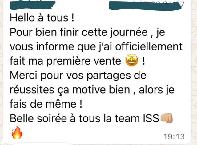 Message d'une cliente : j'ai officiellement fait ma première vente