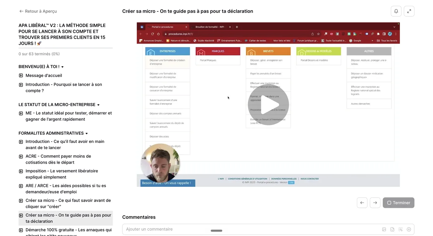 Robin crée sa micro-entreprise en partageant son écran sur le Guichet Unique